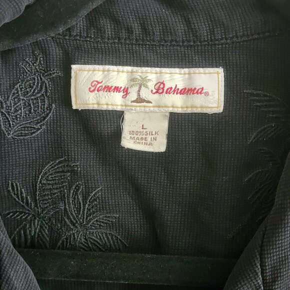 Tommy Bahama Mens Hawaiian Button Down Shirt Short Sleeve Silk Black Size XXL - Picture 4 of 8